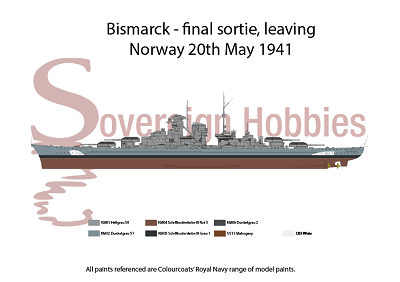 A3 Printed Colour Profile - Bismarck - Final Sortie
